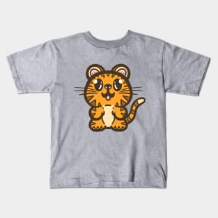 Cute Baby Tiger Cartoon Illustration Kids T-Shirt